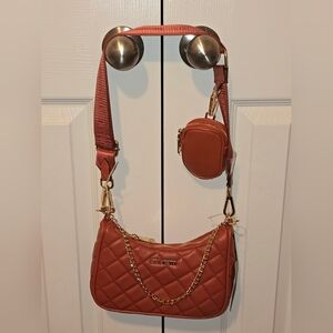 Steve Madden Quilted Tan Shoulder Bag with Mini Pouch